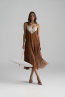 Yuli Étoile Draped Silk Dress for women, from HUELLEY ROSE, The Viet Concept