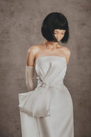 Avery Asymmetric Bow Taffeta Midi Gown for women, from WHITE PLAN, The Viet Concept