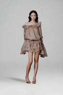 Euphonic Off-Shoulder Chiffon Ruffle Mini Dress for women, from LINH PHUNG, The Viet Concept