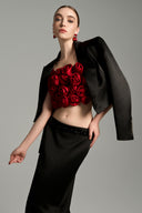 Handmade Rolled Rose Bandeau Crop Top for women, from IHF ATELIER, The Viet Concept 