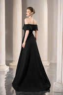 GVLUX • Noir Éclat Crystal-Waist Off-Shoulder Taffeta Evening Gown