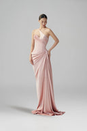 BYDI • Lyra Rose Shadow Silk Bodycon Evening Gown