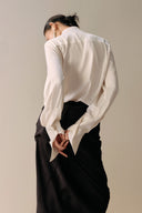 LECIA • Élise Draped Velvet Twill Column Midi Skirt