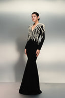 Zaina Pearl-Embellished Crepe Evening Gown for women, from 21SIX, The Viet Concept