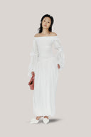 SpikyRose Gathered Off-Shoulder Spandex Maxi Dress for women, from DAS LA VIE, The Viet Concept 