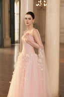 Rachel Pastel Blossom Embellished Mesh Gown for women, from JOSEPHINE, The Viet Concept 