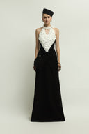 JENNY K TRAN • Rennes Dress Hand Lace Asymmetric Crepe Gown
