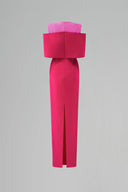 Crystal Embellished Pink Color-Block Column Evening Gown for women, from IHF ATELIER, The Viet Concept
