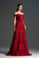 IHF STUDIO • Roselle Floral Lace Off-Shoulder A-Line Gown