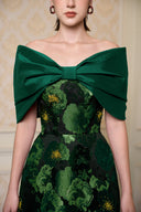 Noir Jardin Strapless Bow A-Line Jacquard Evening Gown for women, from IHF ATELIER, The Viet Concept