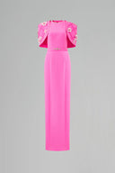 Crystal Floral Column Evening Gown With Crossed Straps Short Cape for women, from IHF ATELIER, The Viet Concept
