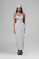 White Floral Pencil Maxi Dress for women, from Keira Tong, the Viet Concept 