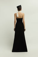 JENNY K TRAN • Rennes Dress Hand Lace Asymmetric Crepe Gown - The Viet Concept