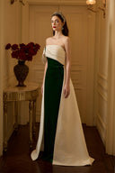 Emerald Velvet Bustier Column Gown With Draped Shoulder for women, from IHF ATELIER, The Viet Concept 