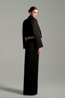 Noir Sculpt Cropped Open-Front Taffeta Blazer for women, from IHF STUDIO, The Viet Concept 