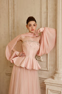CALISTA • Orelisse Dusty Pink Crystal-Embellished Peplum Top