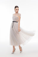 LUCILLA • Midge Floral Embellished Tulle Cape Evening Gown