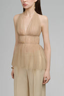 Velore Peplum Plunge Neck Tulle Top for woman, from ARTI, The Viet Concept