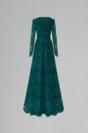 Blooming Rose Lace V-Neck A-Line Long Sleeve Gown with Silk Lining for women, from IHF ATELIER, The Viet Concept 