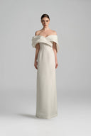 Celestia Draped Shoulder Taffeta Column Evening Gown for women, from IHF STUDIO, The Viet Concept 