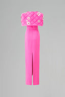 Crystal Floral Column Evening Gown With Crossed Straps Short Cape for women, from IHF ATELIER, The Viet Concept