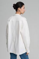 White IIlluminate Belted Cotton Twill Jacket for women, from HOBB, The Viet Concept