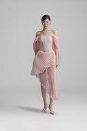 LINH PHUNG • Bellerose Crystal Button Asymmetric Chiffon Mini Dress