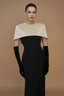 IHF ATELIER • Black Crystal Round Neck Column Gown