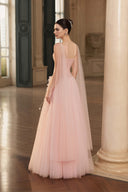Rachel Pastel Blossom Embellished Mesh Gown for women, from JOSEPHINE, The Viet Concept 