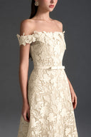IHF STUDIO • Roselle Floral Lace Off-Shoulder A-Line Gown