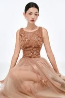 Rona Floral Off-Shoulder Mesh Midi Dress for women, from JOSEPHINE, The Viet Concept 