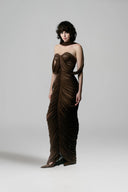 HA THANH VIET • Sedley Brown Draped Stretch Jersey Gown
