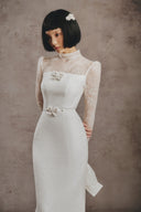 Jordan Ivory  Tweed Couture Midi Dress for women, from WHITE PLAN, The Viet Concept 