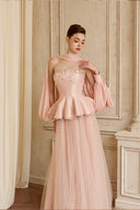 CALISTA • Orelisse Dusty Rose Embellished Tulle Maxi Skirt