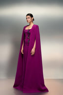 Asma Crystal Embellished Crepe Dress With Najla Cape for women, from 21SIX, The Viet Concept