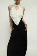 JENNY K TRAN • Rennes Dress Hand Lace Asymmetric Crepe Gown - The Viet Concept