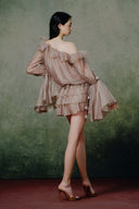 Euphonic Off-Shoulder Chiffon Ruffle Mini Dress for women, from LINH PHUNG, The Viet Concept
