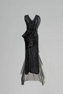 Haven Black Sequin Tulle Asymmetrical Mullet Hem Gown for women, from SORAMAME, The Viet Concept
