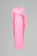  Peach Blush Shimmer Silk Draped Ribbon Column Evening Gown for women, from IHF ATELIER, The Viet Concept