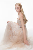 LUCILLA • Kalina Embroidered Lace & Tulle Midi Evening Dress