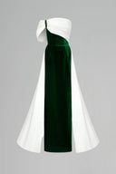 Emerald Velvet Bustier Column Gown With Draped Shoulder for women, from IHF ATELIER, The Viet Concept 