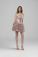 Senna Beige Chiffon Mini Occasion Dress for women, from JOSEPHINE, The Viet Concept