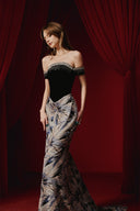 Eilen Crystal Fringe Off-Shoulder Crepe Evening Gown for women, from JOSEPHINE, The Viet Concept
