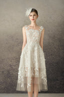 ROSEE de MATIN • Carolina Floral White Lace Midi Dress