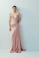 BYDI • Lyra Rose Shadow Silk Bodycon Evening Gown