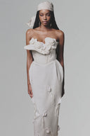 White Floral Pencil Maxi Dress for women, from Keira Tong, the Viet Concept 