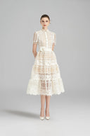 ROSEE de MATIN • Sleeveless White Midi Lace Dress