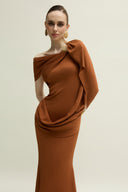 Devon Dress One Shoulder Hardware Knit Gown for women, from JENNY K TRAN, The Viet Concept