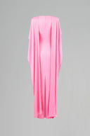  Peach Blush Shimmer Silk Draped Ribbon Column Evening Gown for women, from IHF ATELIER, The Viet Concept