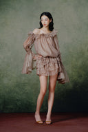 Euphonic Off-Shoulder Chiffon Ruffle Mini Dress for women, from LINH PHUNG, The Viet Concept